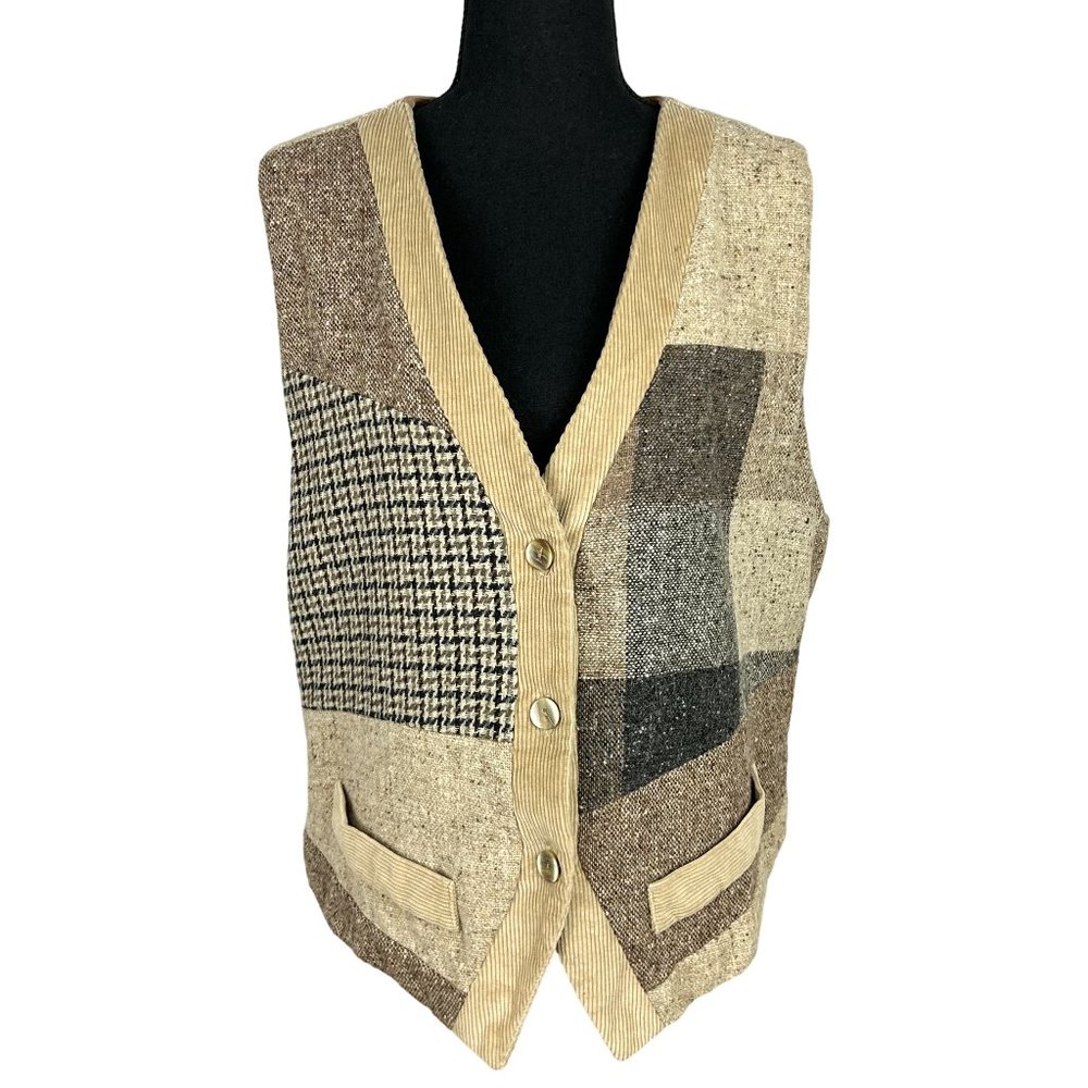 VINTAGE 90s Tweed Wool Waistcoat Vest